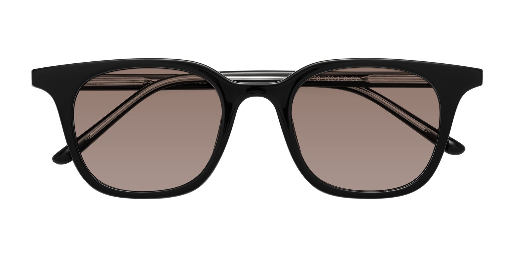 Folded Front of Gemini in Black with Medium Brown Tinted Lenses