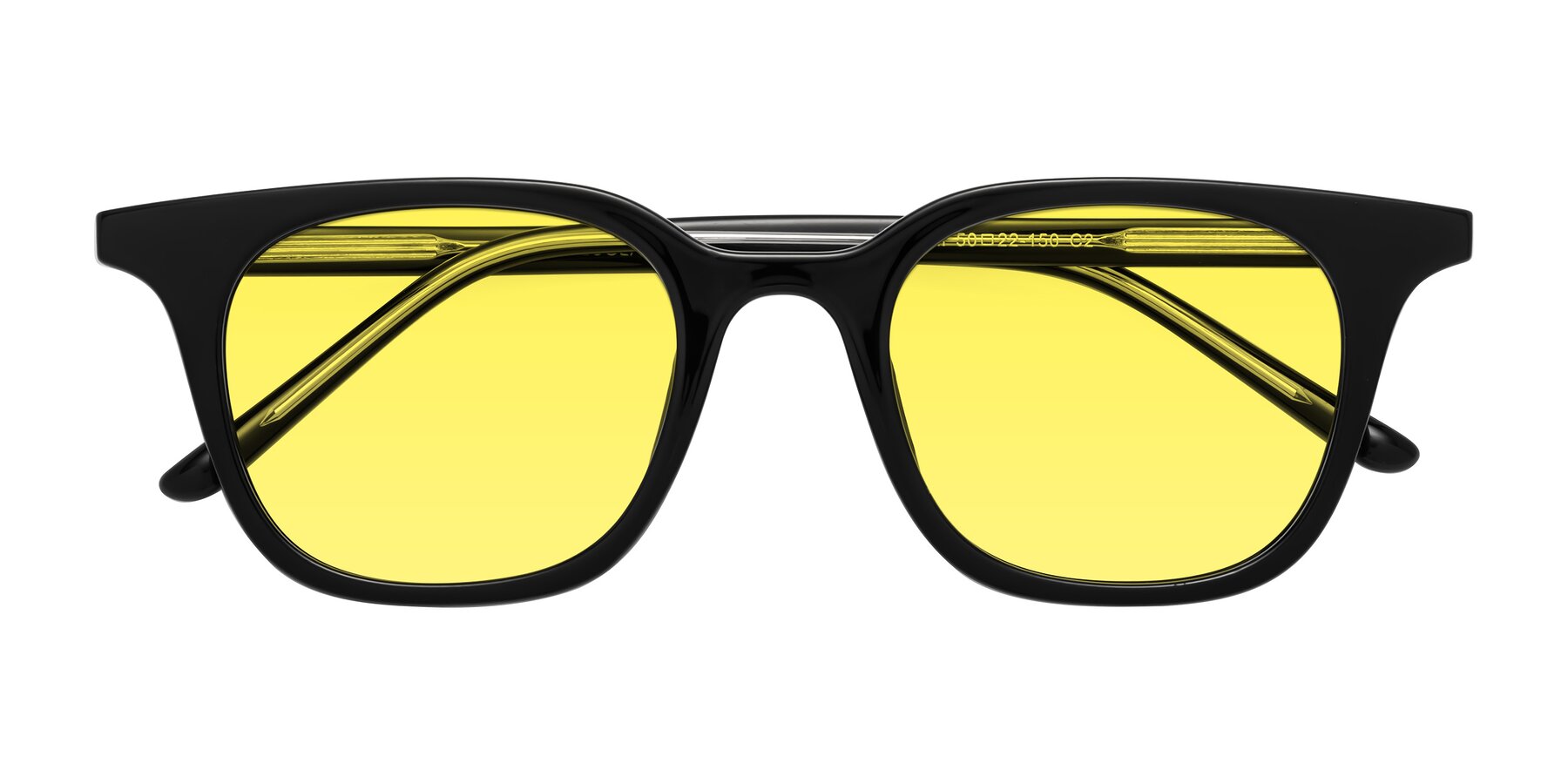 Folded Front of Gemini in Black with Medium Yellow Tinted Lenses