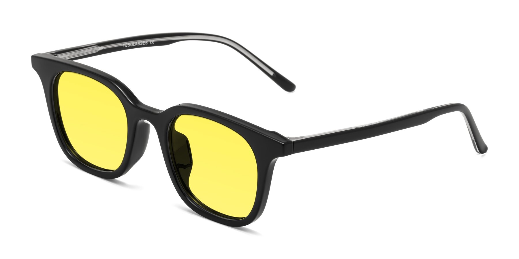 Angle of Gemini in Black with Medium Yellow Tinted Lenses