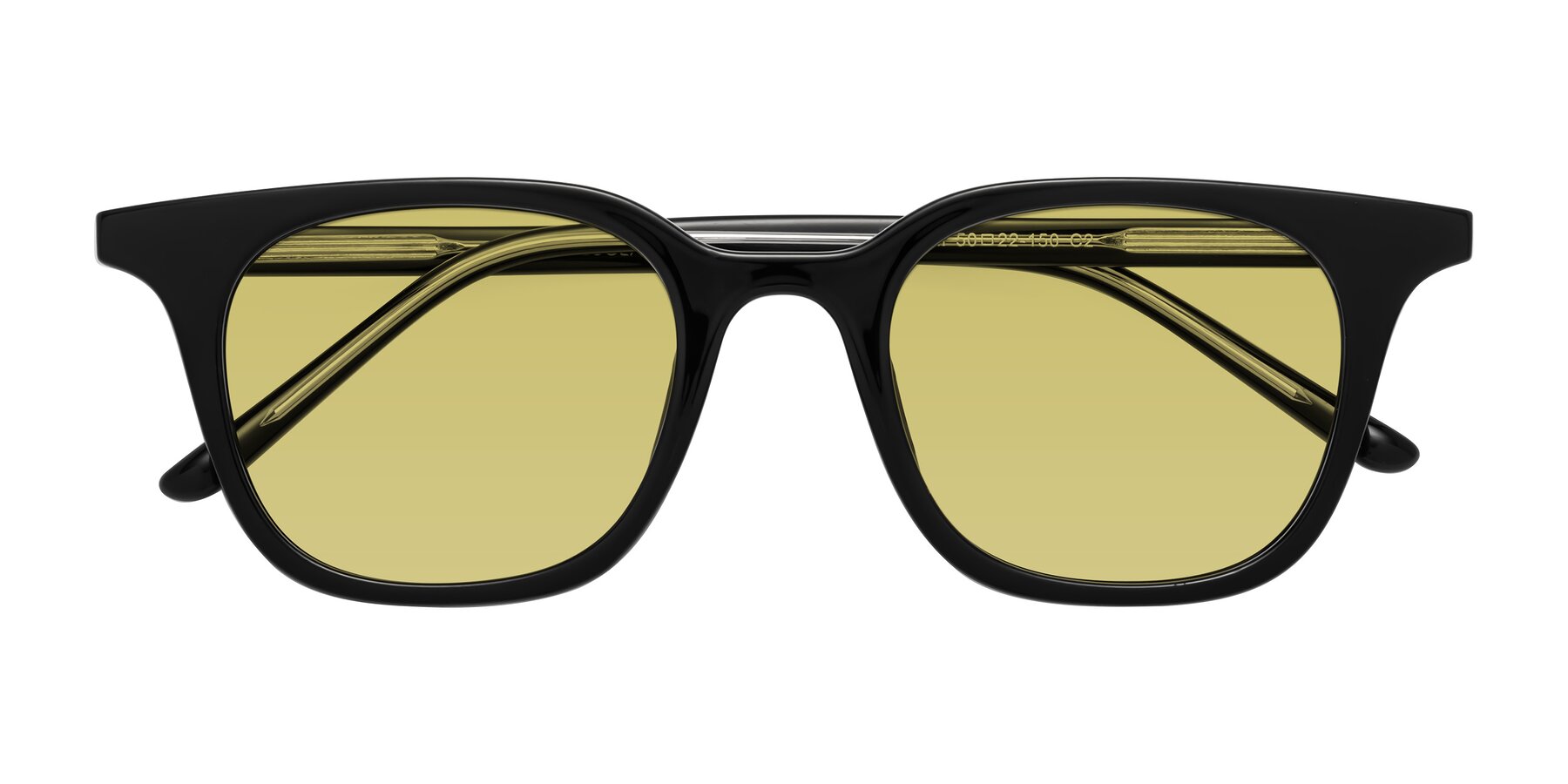 Folded Front of Gemini in Black with Medium Champagne Tinted Lenses