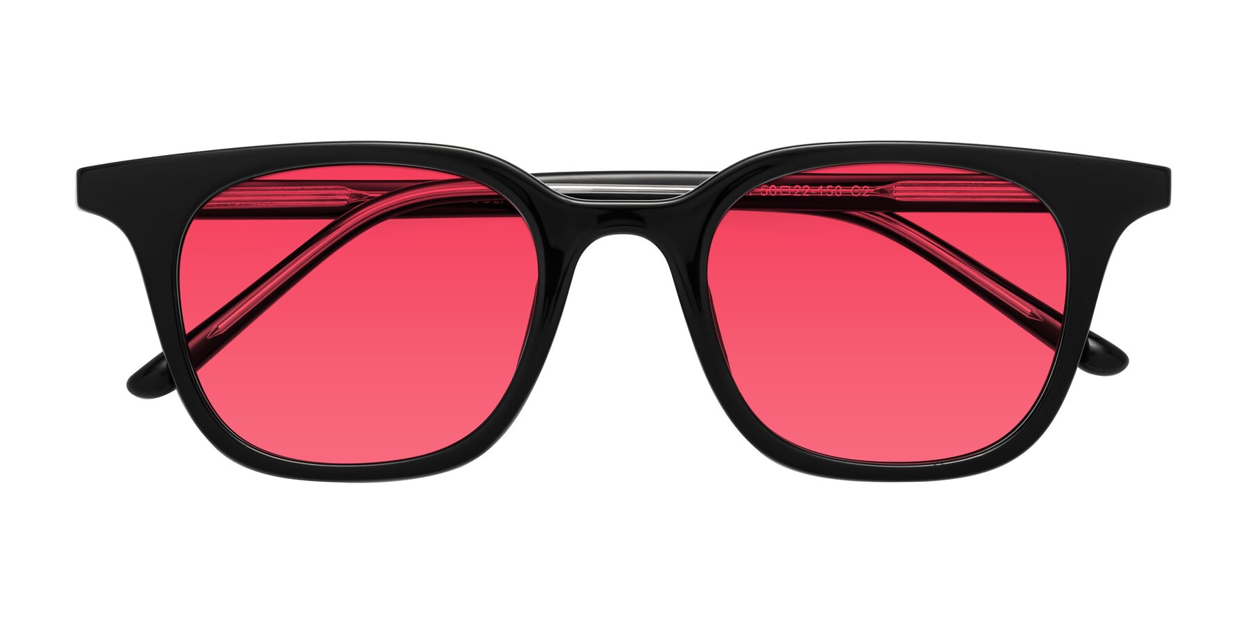 Folded Front of Gemini in Black with Red Tinted Lenses