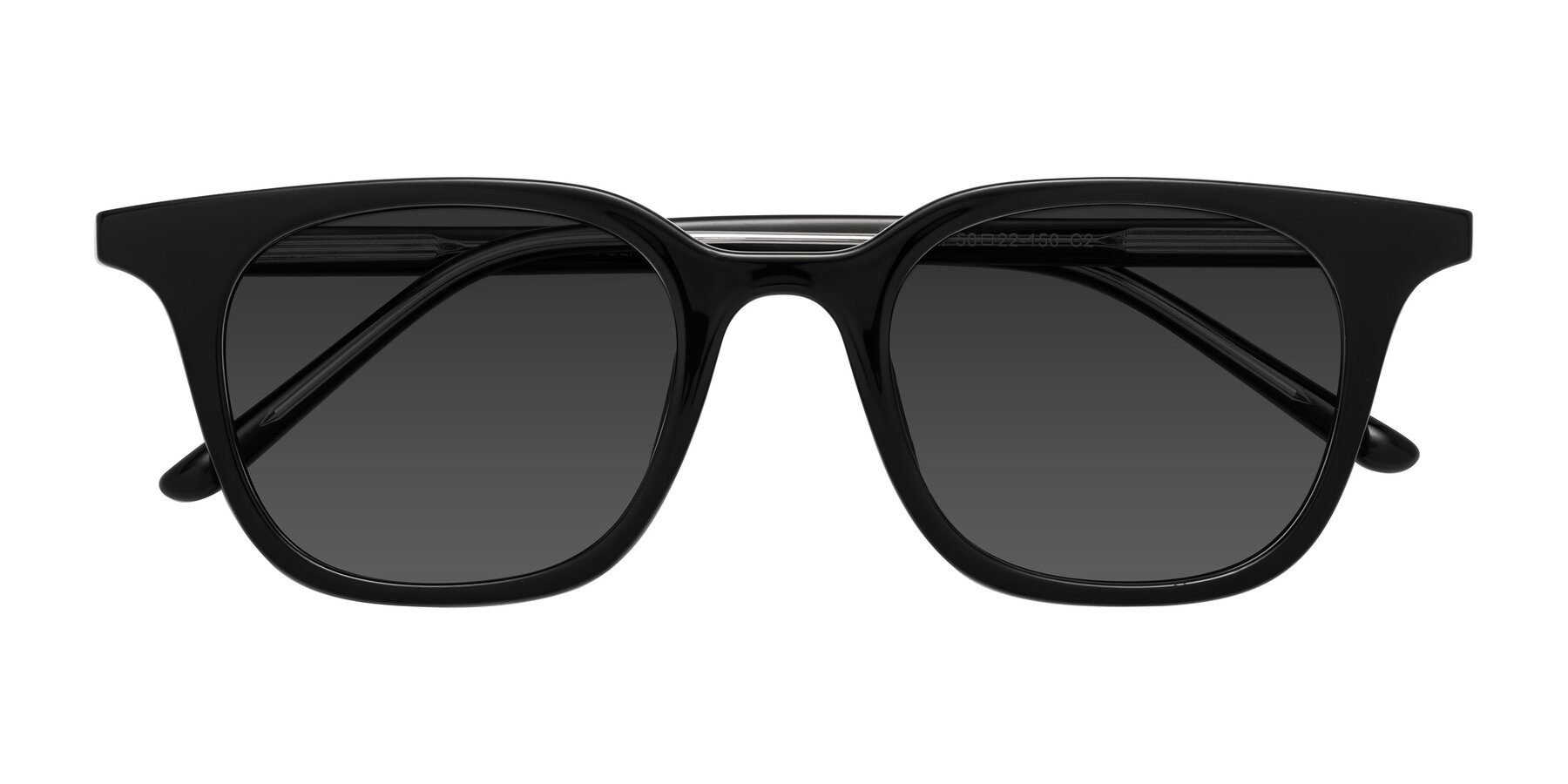 Folded Front of Gemini in Black with Gray Tinted Lenses