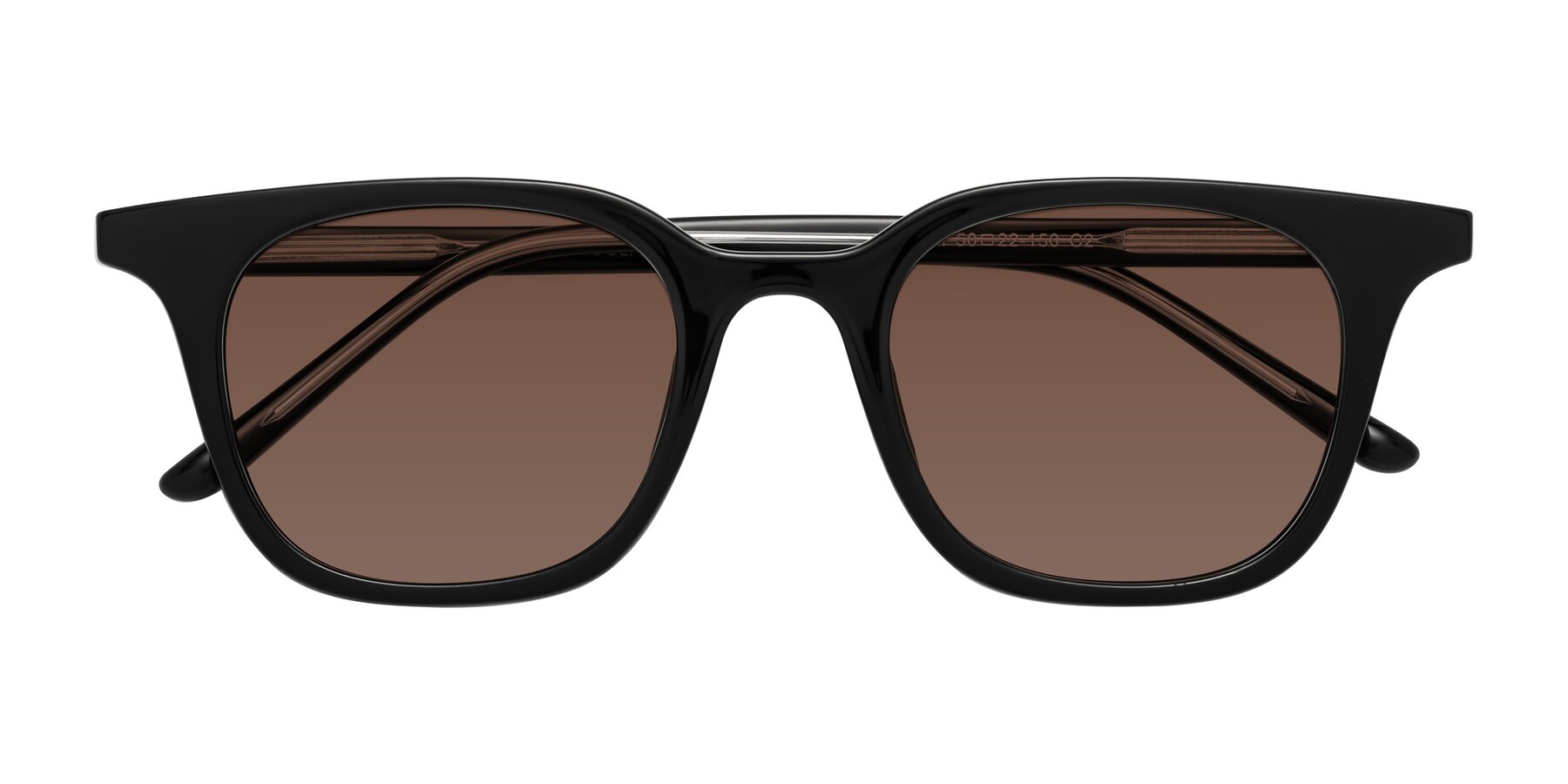 Folded Front of Gemini in Black with Brown Tinted Lenses