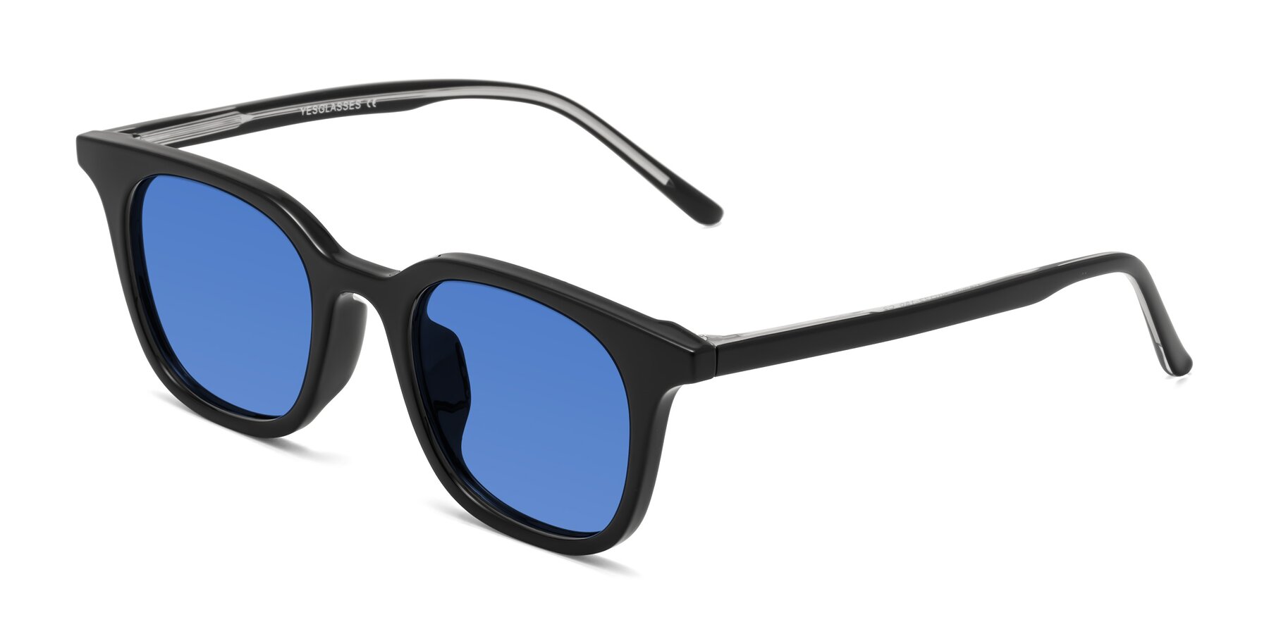 Angle of Gemini in Black with Blue Tinted Lenses