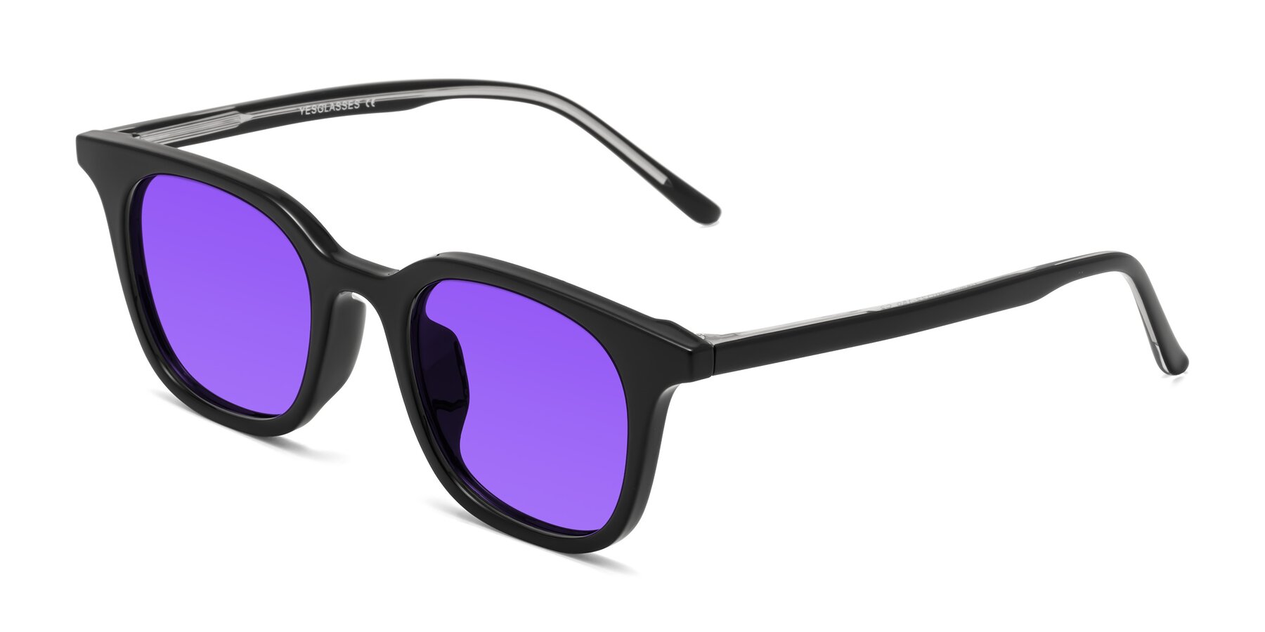 Angle of Gemini in Black with Purple Tinted Lenses