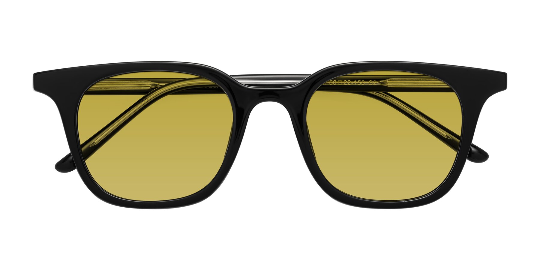 Folded Front of Gemini in Black with Champagne Tinted Lenses