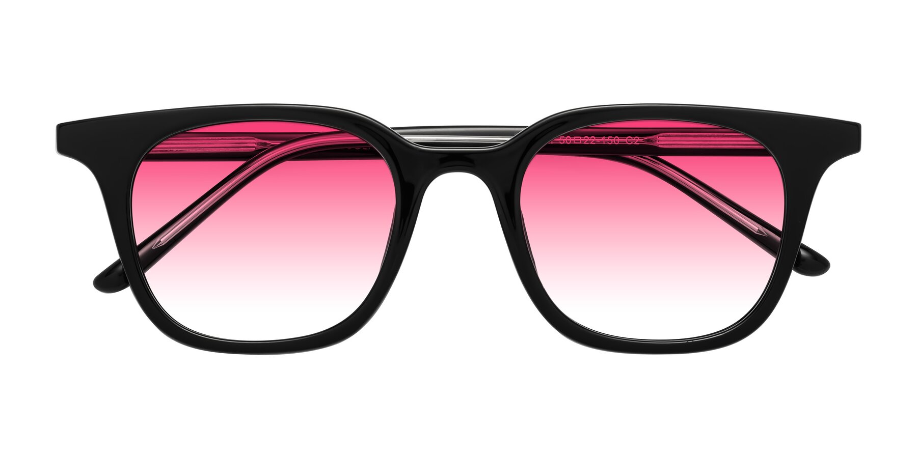 Folded Front of Gemini in Black with Pink Gradient Lenses