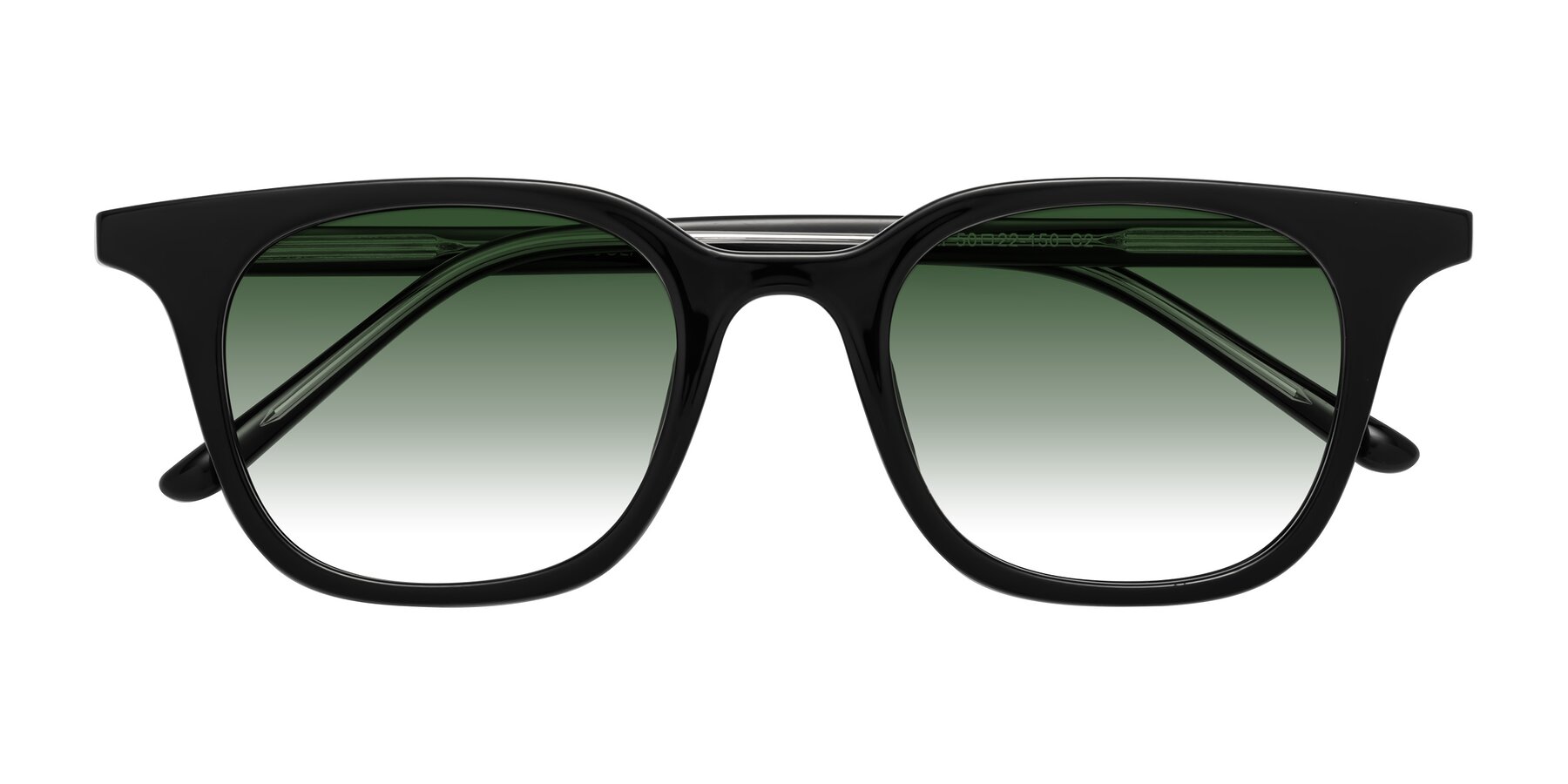 Folded Front of Gemini in Black with Green Gradient Lenses