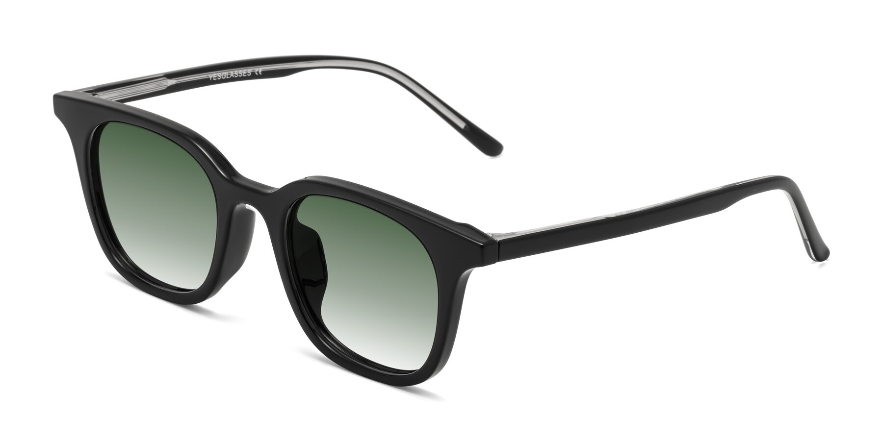 Angle of Gemini in Black with Green Gradient Lenses