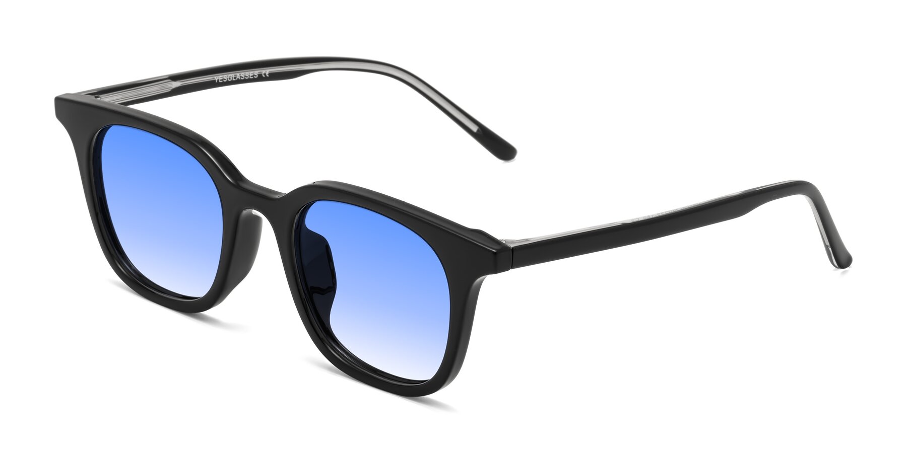 Angle of Gemini in Black with Blue Gradient Lenses