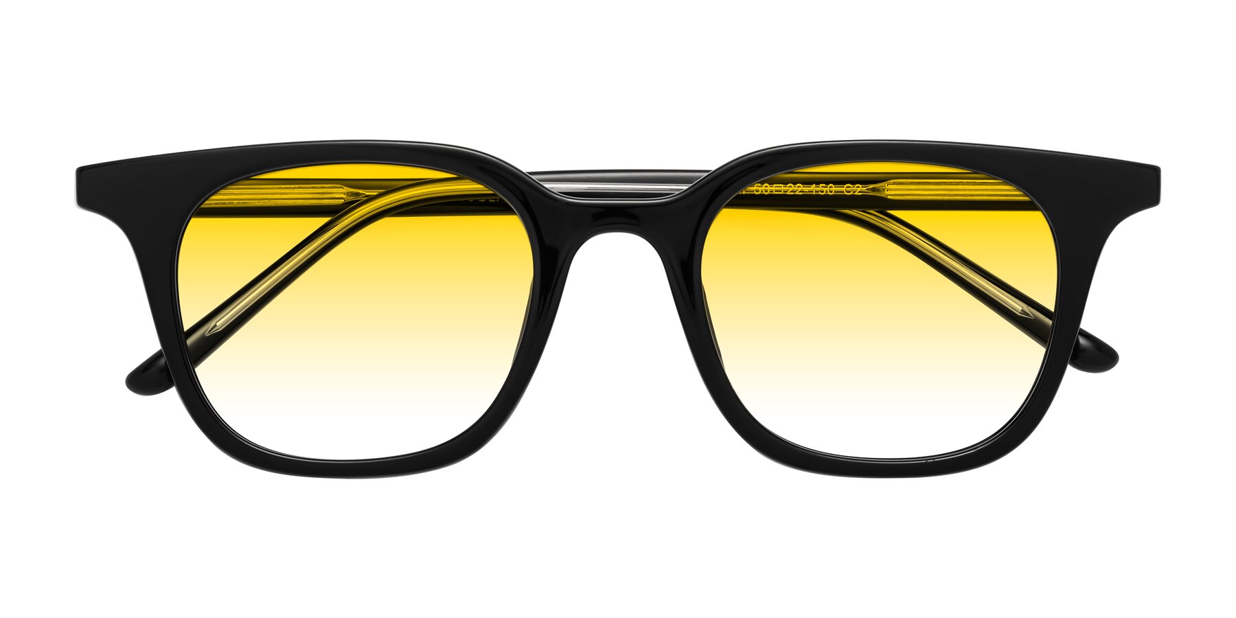 Folded Front of Gemini in Black with Yellow Gradient Lenses