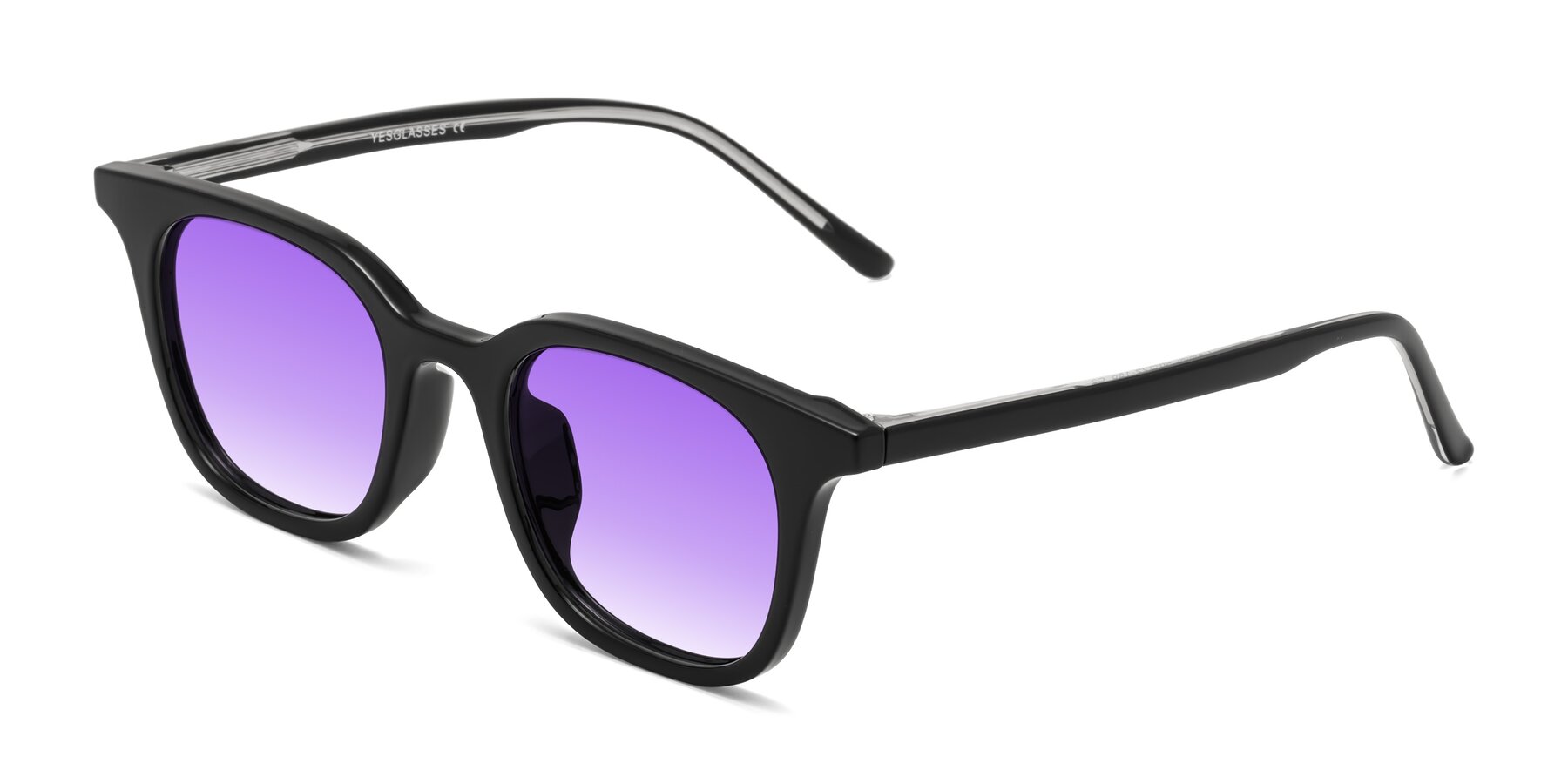 Angle of Gemini in Black with Purple Gradient Lenses