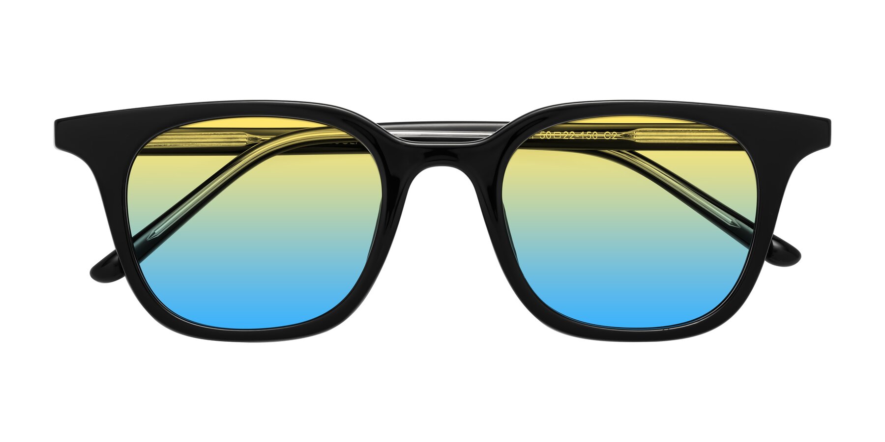 Folded Front of Gemini in Black with Yellow / Blue Gradient Lenses