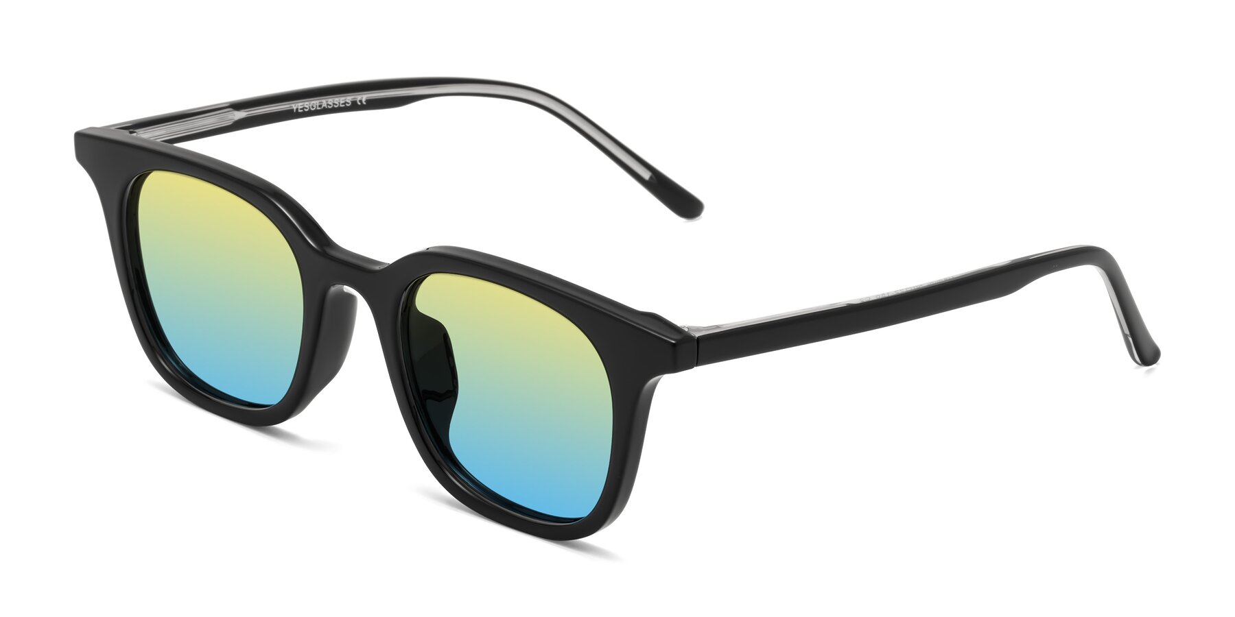 Angle of Gemini in Black with Yellow / Blue Gradient Lenses