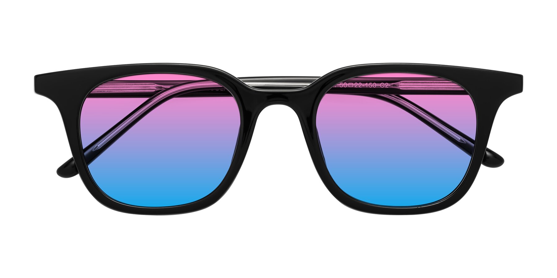 Folded Front of Gemini in Black with Pink / Blue Gradient Lenses