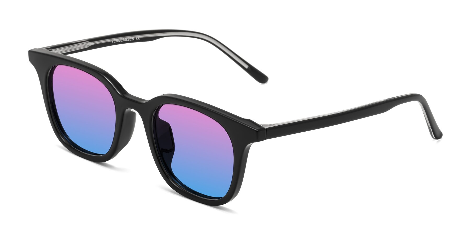 Angle of Gemini in Black with Pink / Blue Gradient Lenses