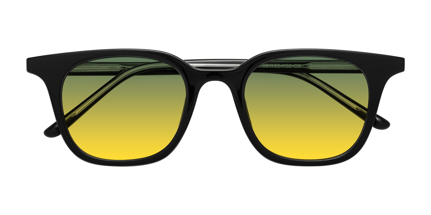 Folded Front of Gemini in Black with Green / Yellow Gradient Lenses