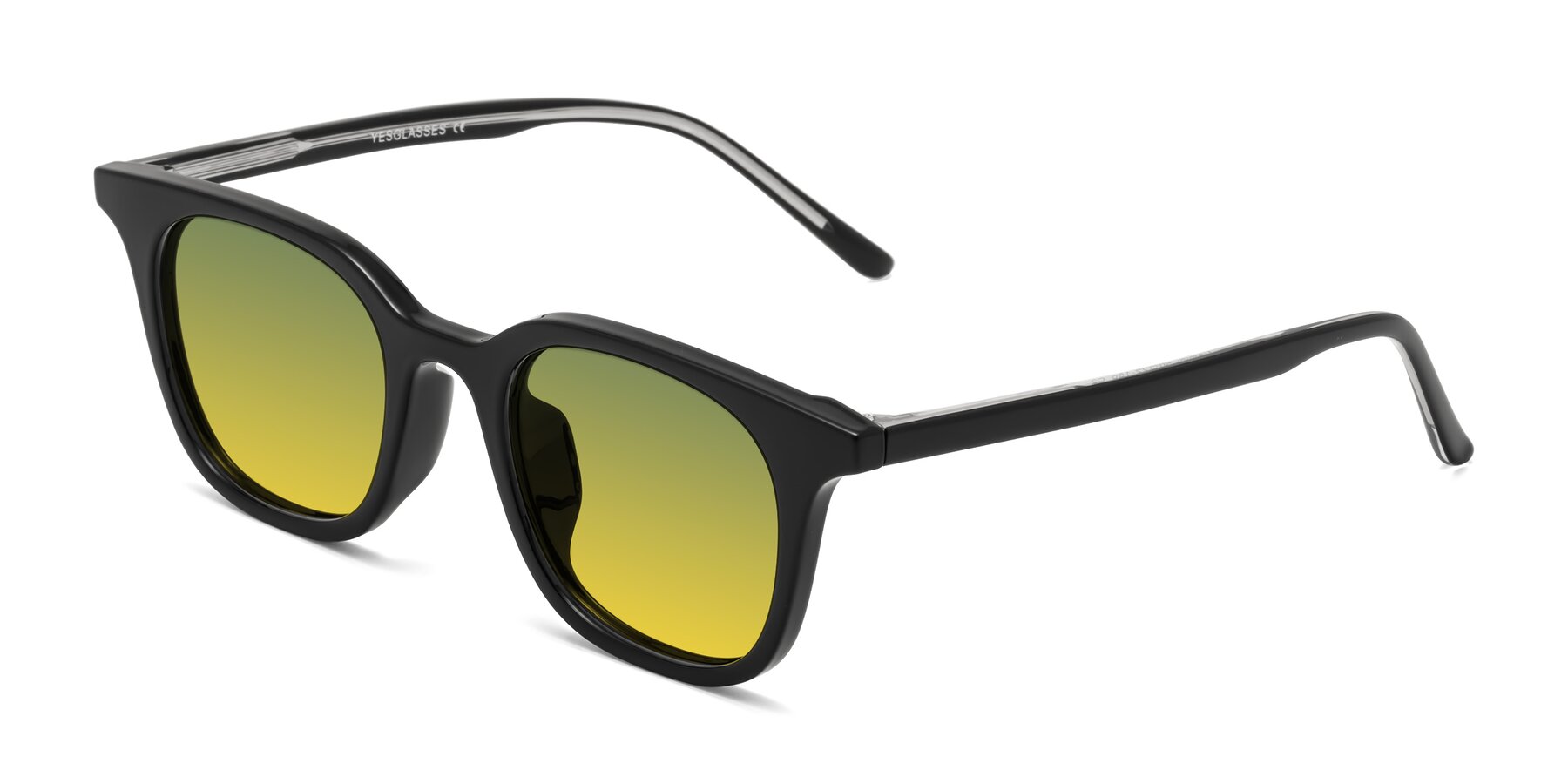 Angle of Gemini in Black with Green / Yellow Gradient Lenses