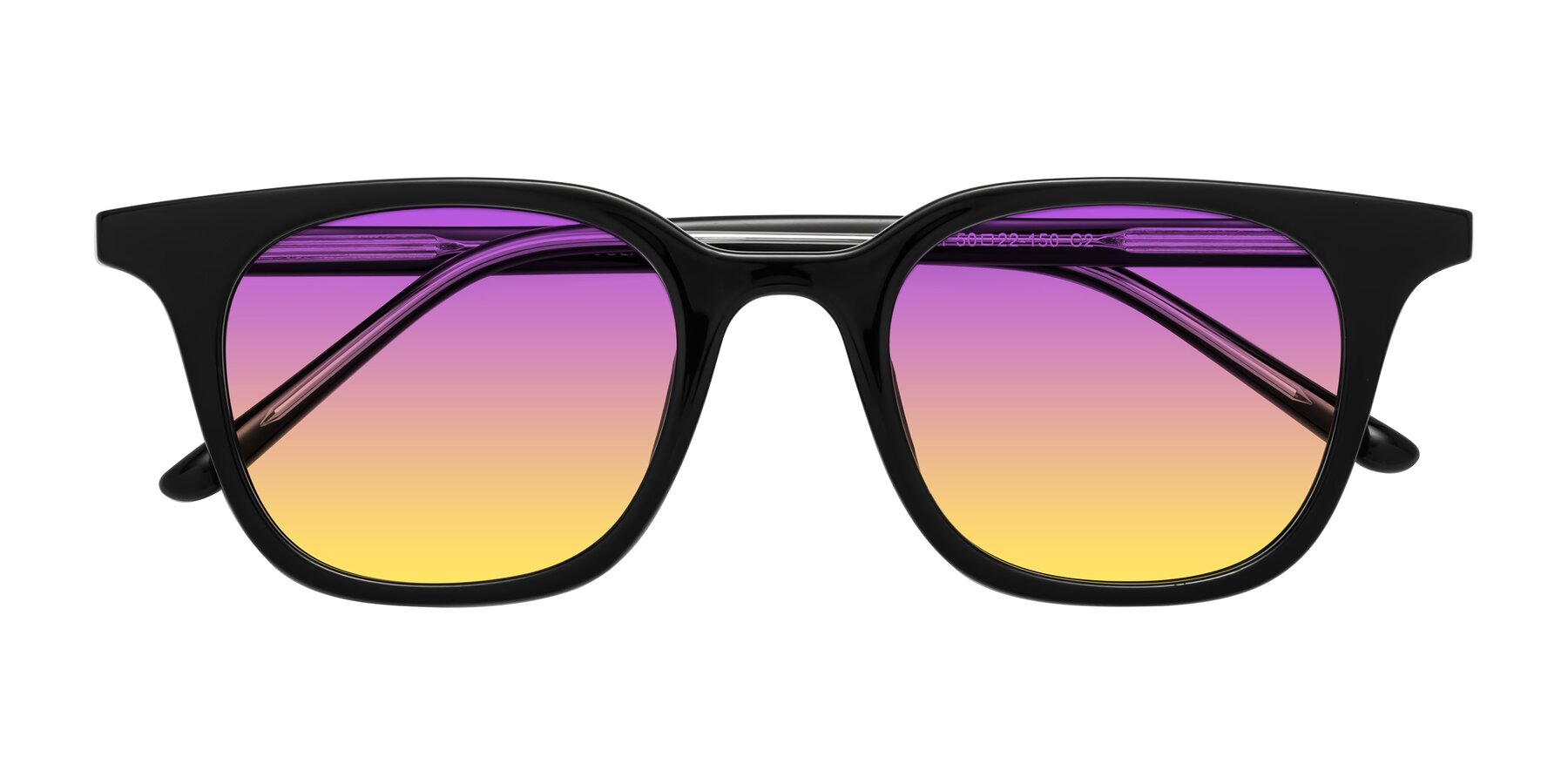 Folded Front of Gemini in Black with Purple / Yellow Gradient Lenses