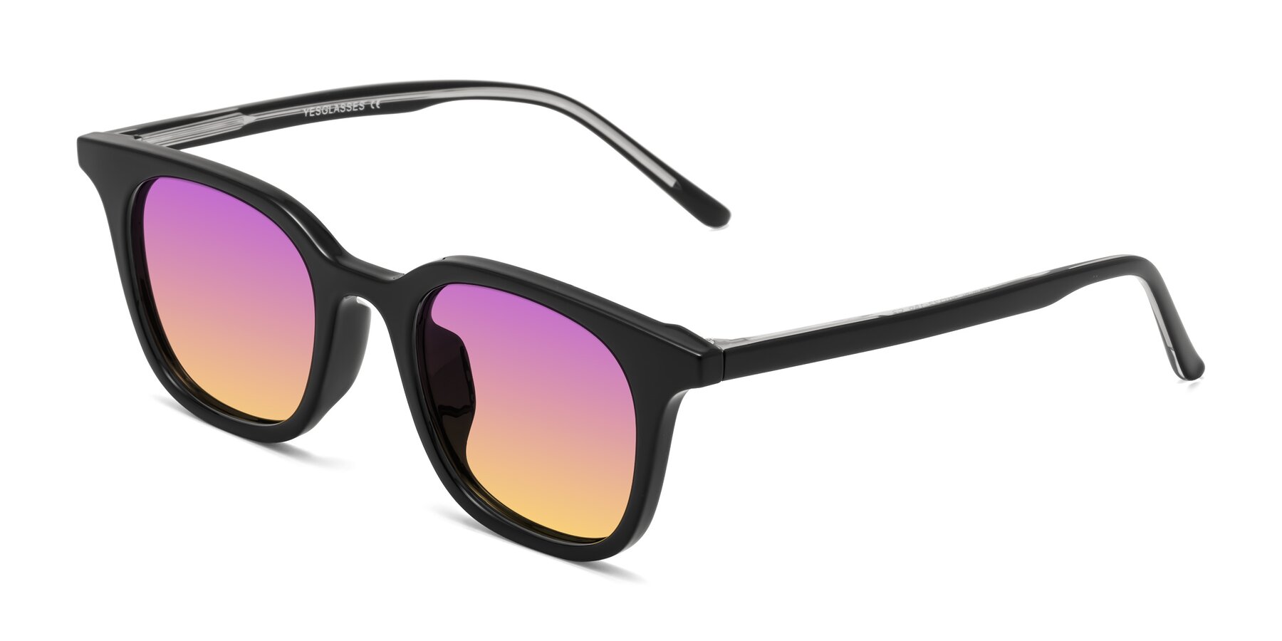 Angle of Gemini in Black with Purple / Yellow Gradient Lenses