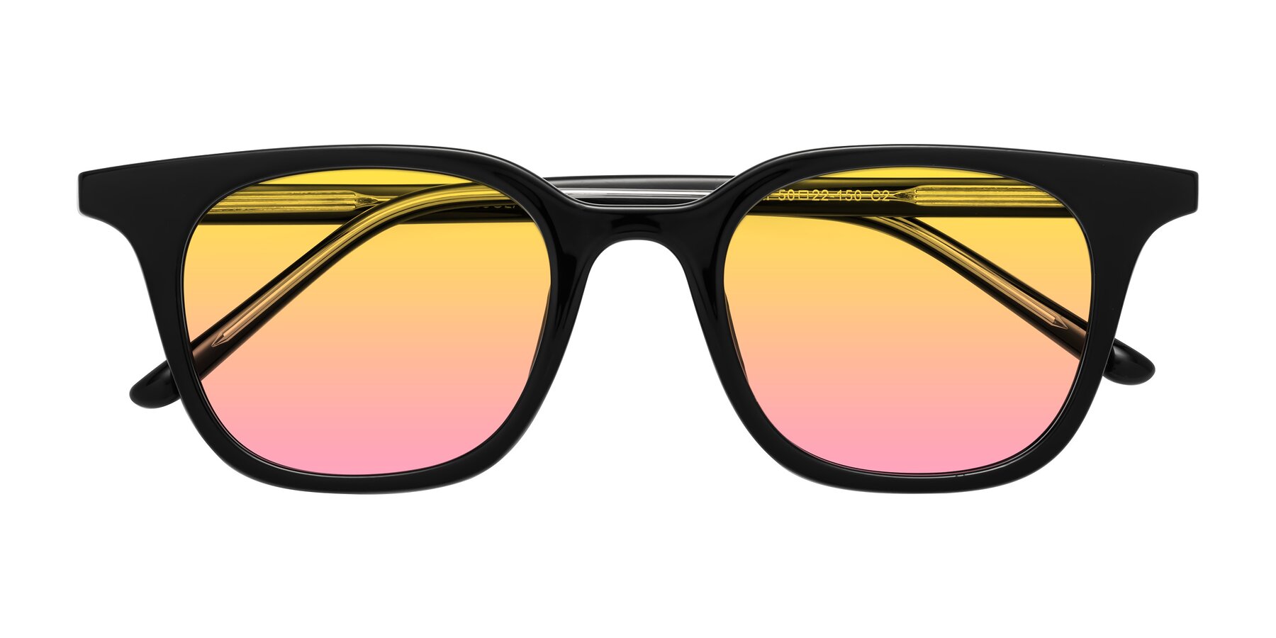 Folded Front of Gemini in Black with Yellow / Pink Gradient Lenses