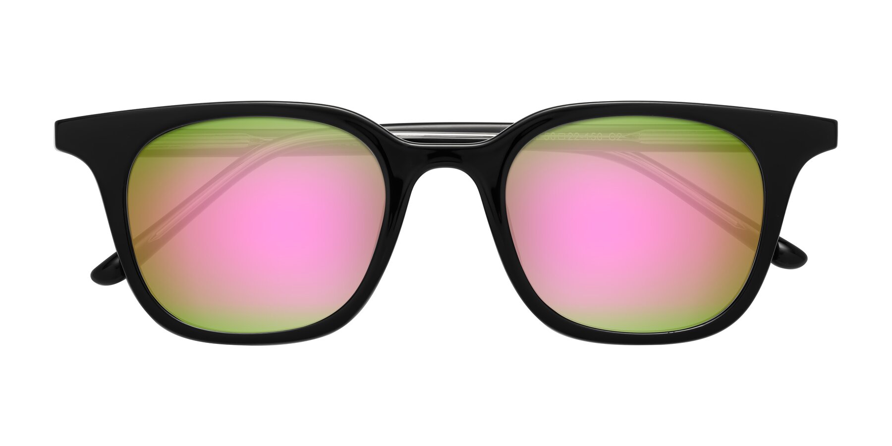 Folded Front of Gemini in Black with Pink Mirrored Lenses