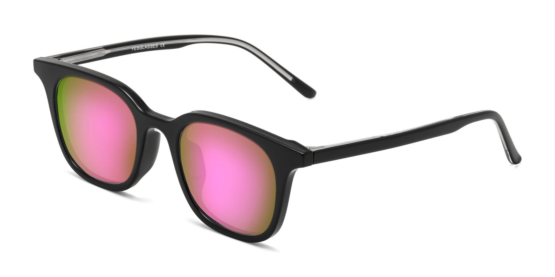 Angle of Gemini in Black with Pink Mirrored Lenses