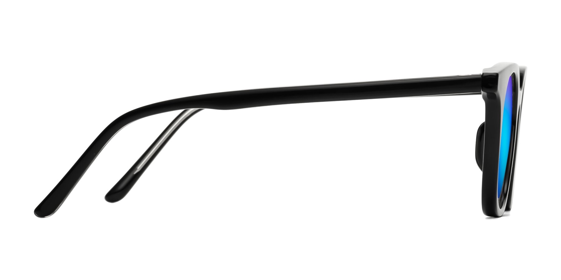 Side of Gemini in Black with Blue Mirrored Lenses