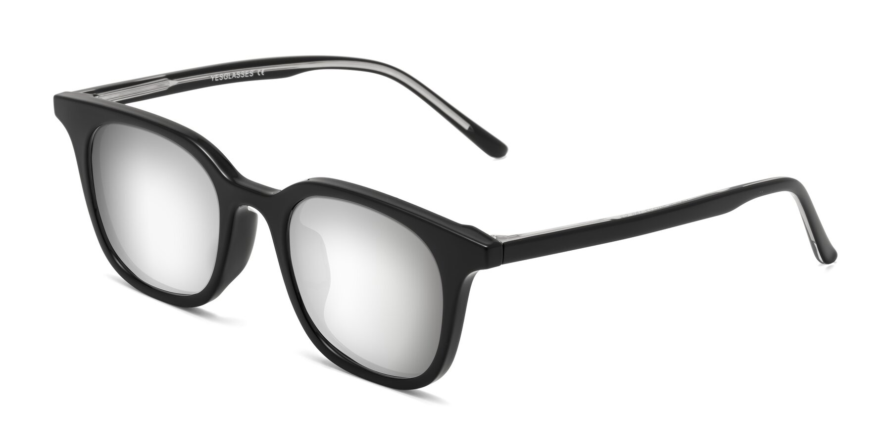 Angle of Gemini in Black with Silver Mirrored Lenses