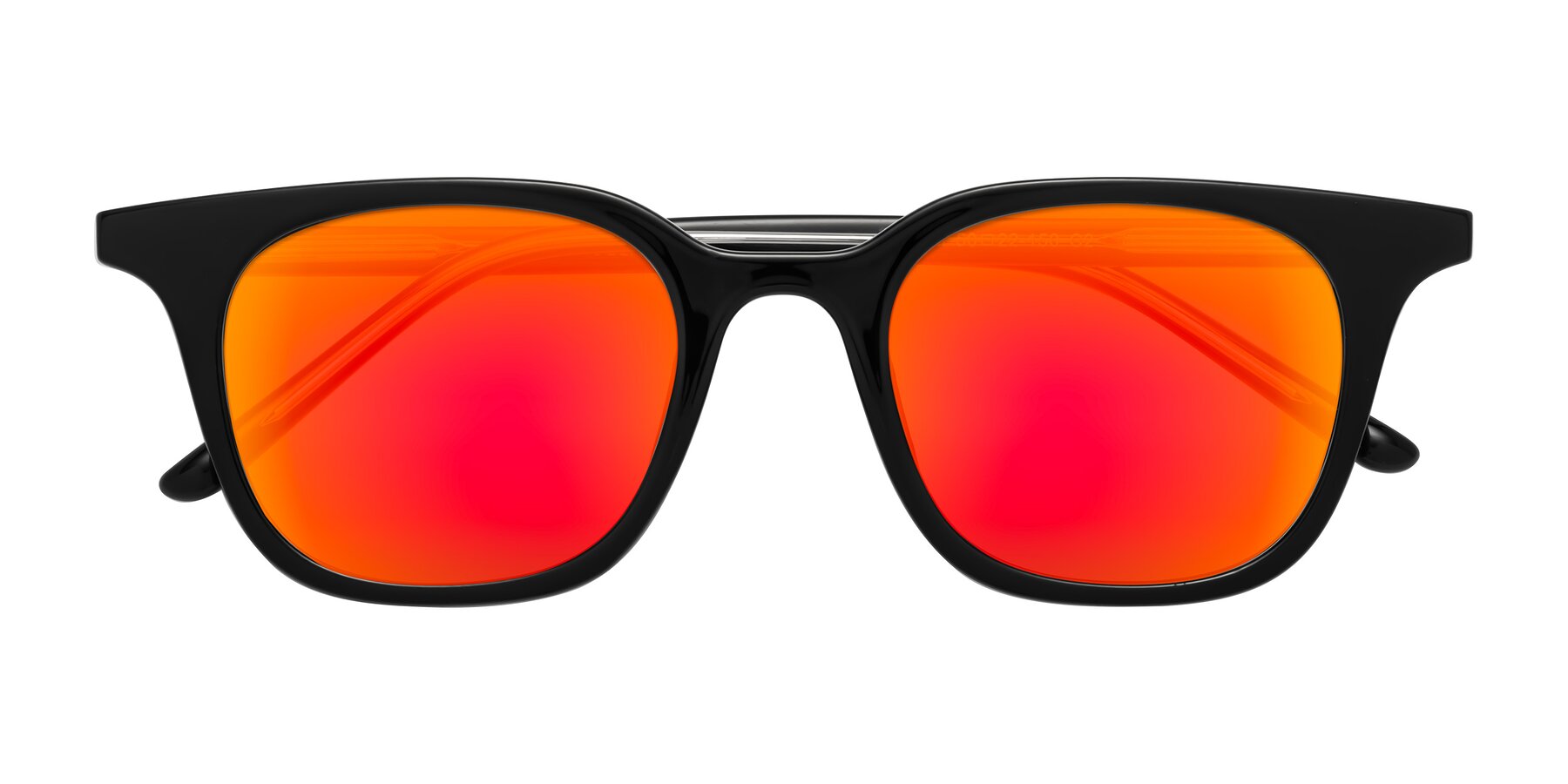 Folded Front of Gemini in Black with Red Gold Mirrored Lenses