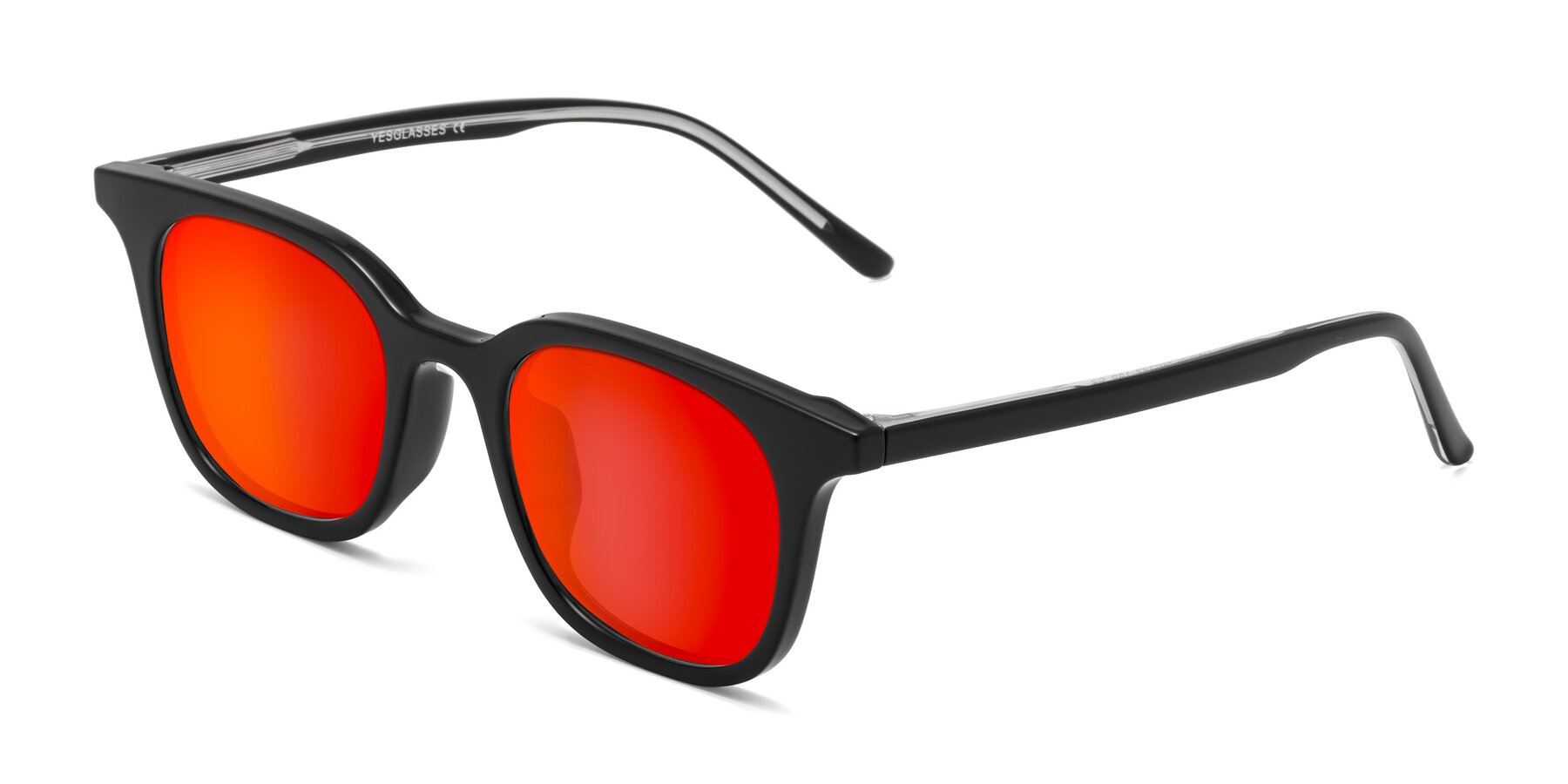 Angle of Gemini in Black with Red Gold Mirrored Lenses