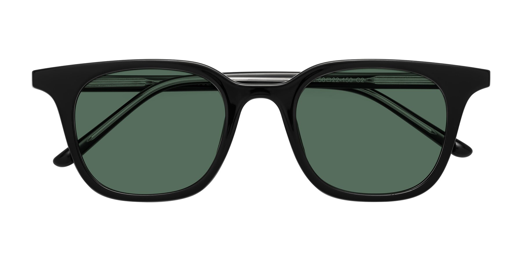 Folded Front of Gemini in Black with Green Polarized Lenses