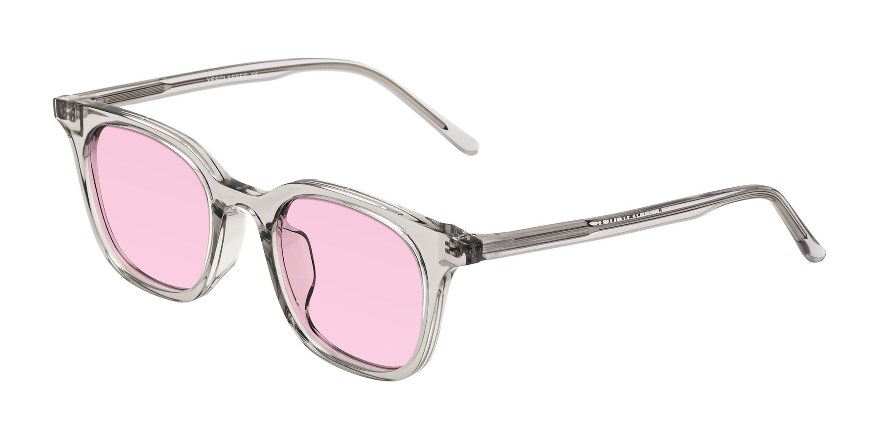 Angle of Gemini in Translucent Gray with Light Pink Tinted Lenses