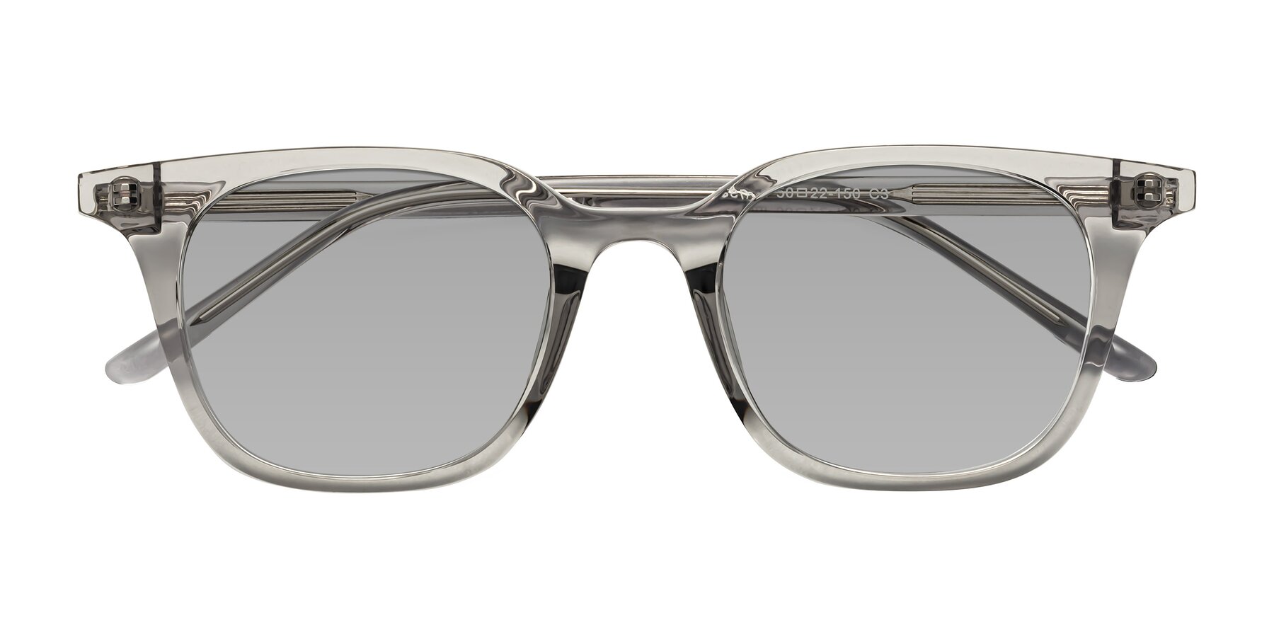 Folded Front of Gemini in Translucent Gray with Light Gray Tinted Lenses