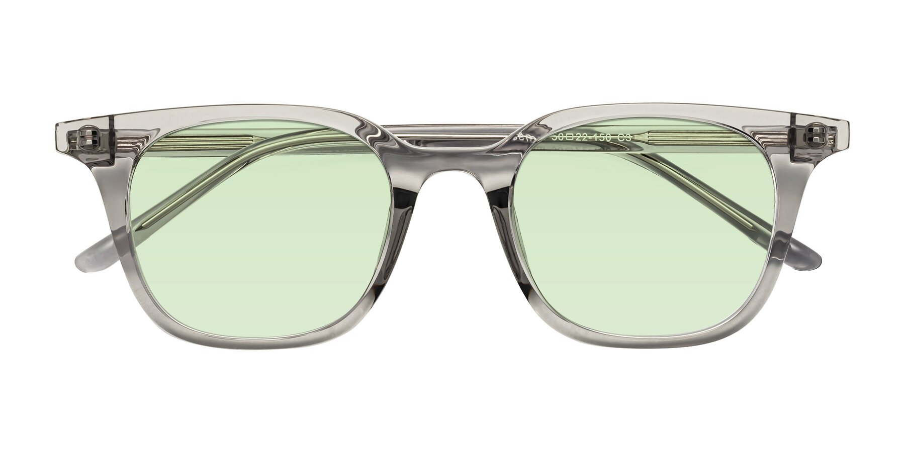 Folded Front of Gemini in Translucent Gray with Light Green Tinted Lenses