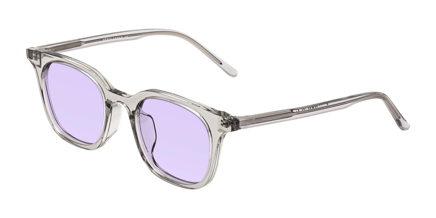 Angle of Gemini in Translucent Gray with Light Purple Tinted Lenses