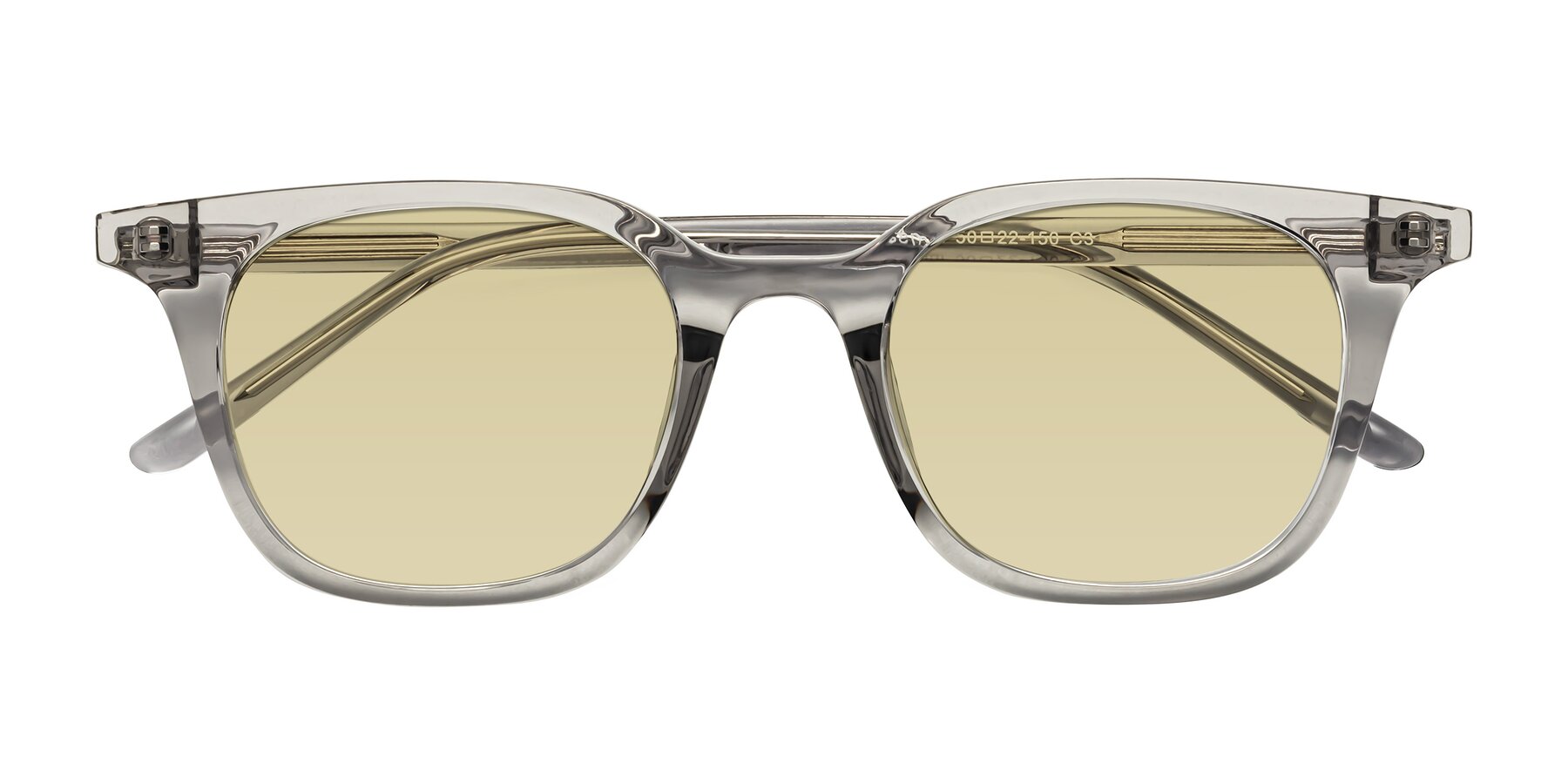 Folded Front of Gemini in Translucent Gray with Light Champagne Tinted Lenses