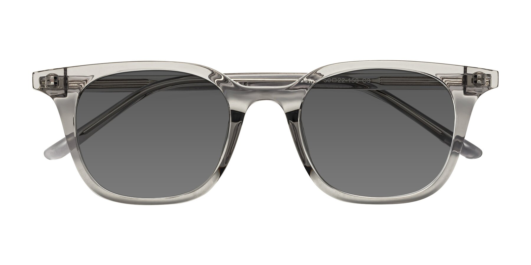 Folded Front of Gemini in Translucent Gray with Medium Gray Tinted Lenses