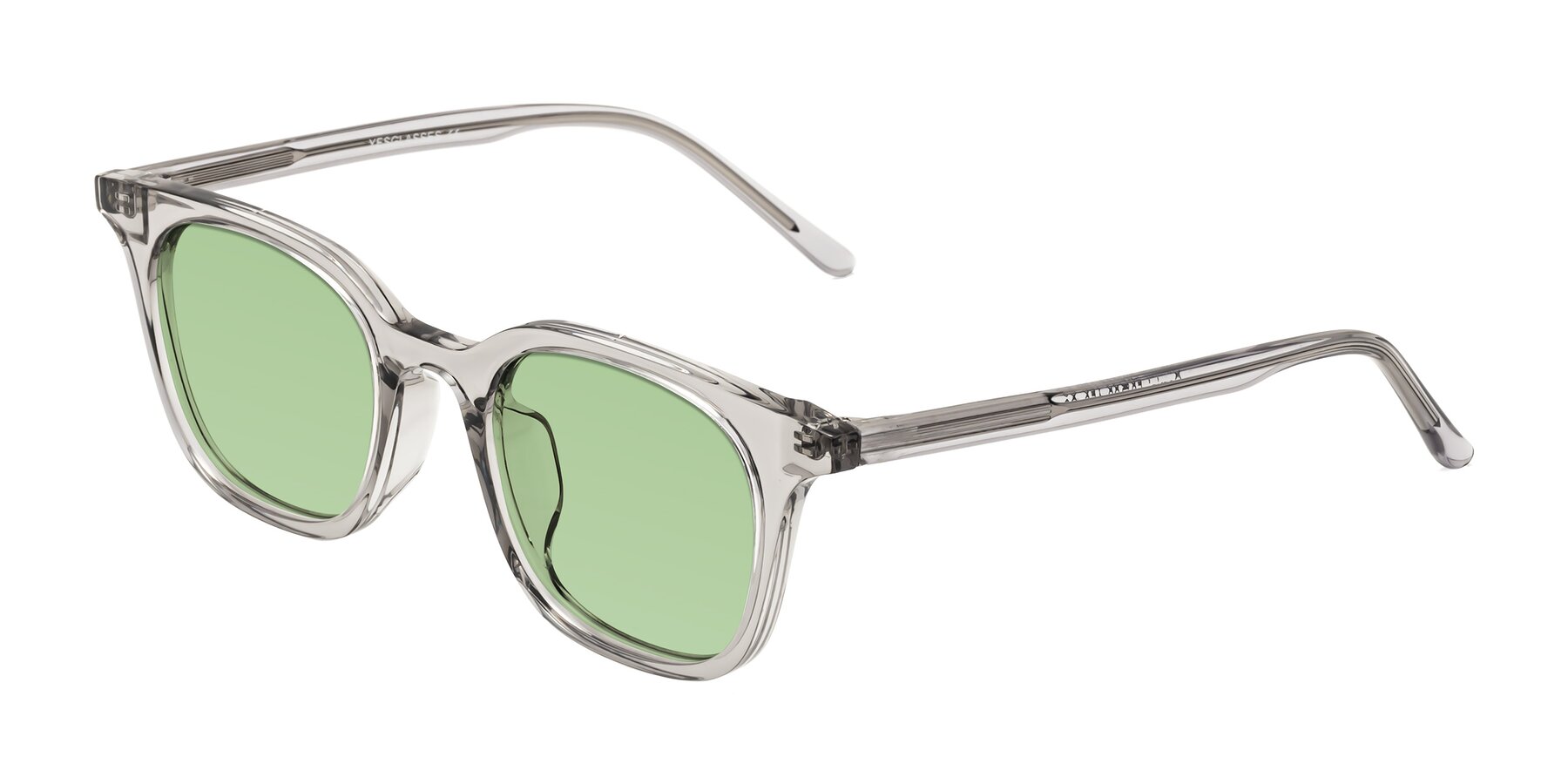 Angle of Gemini in Translucent Gray with Medium Green Tinted Lenses