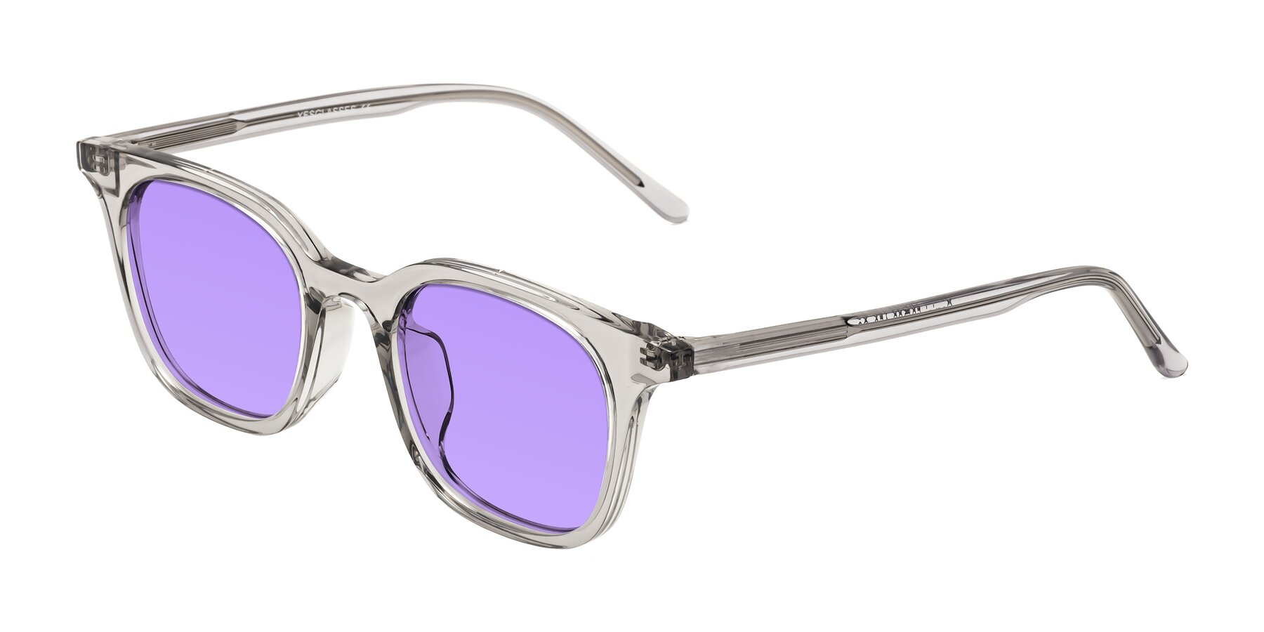 Angle of Gemini in Translucent Gray with Medium Purple Tinted Lenses