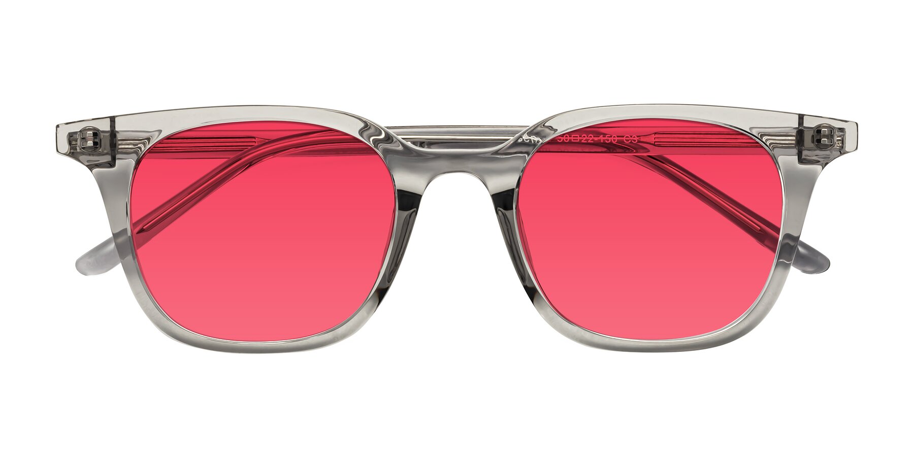 Folded Front of Gemini in Translucent Gray with Red Tinted Lenses