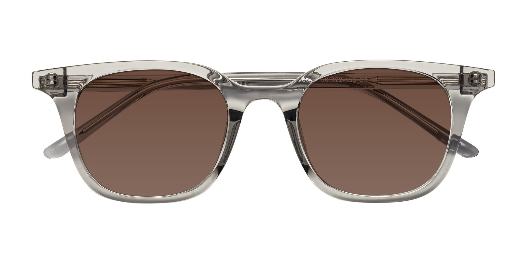 Folded Front of Gemini in Translucent Gray with Brown Tinted Lenses