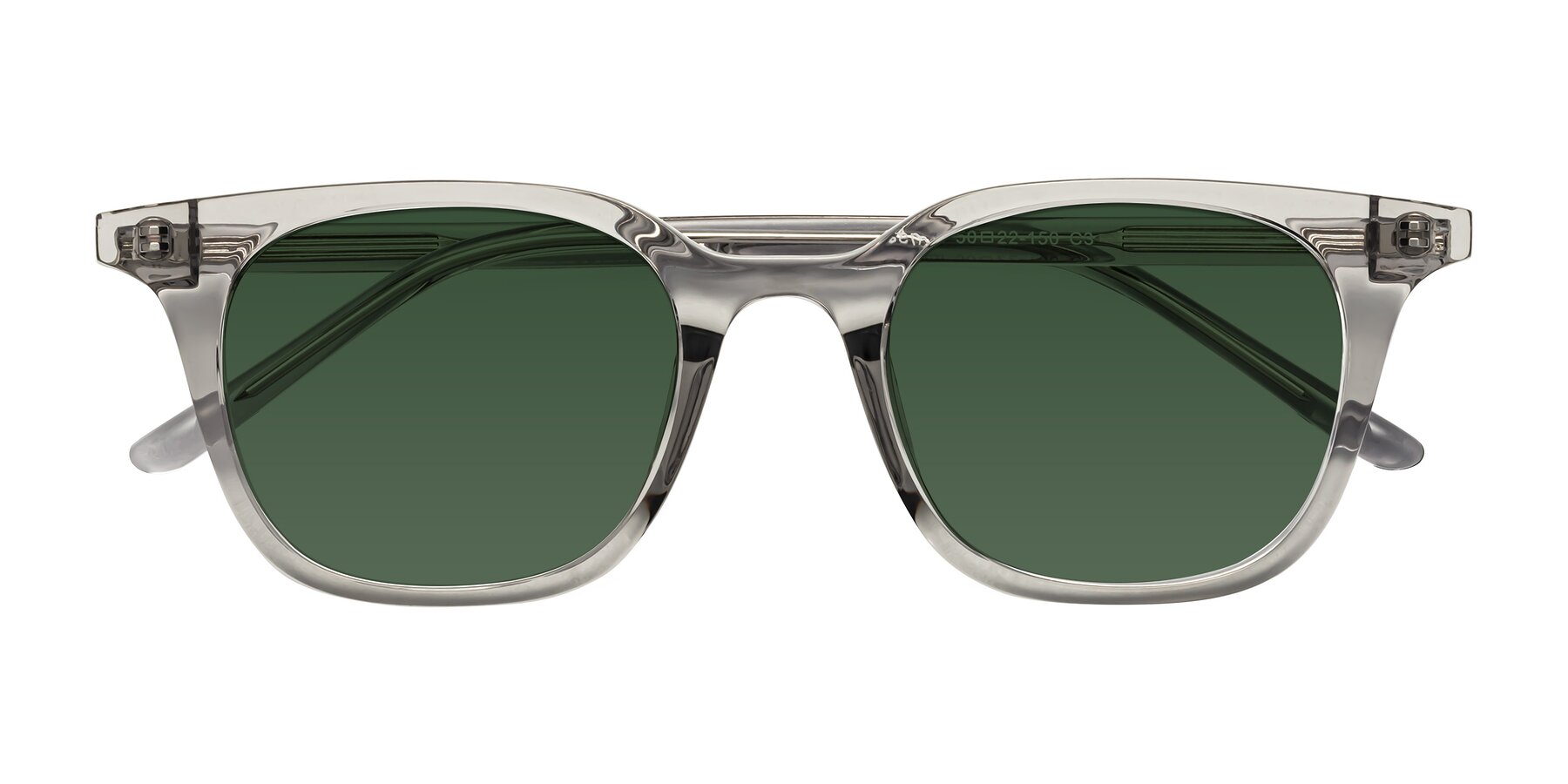 Folded Front of Gemini in Translucent Gray with Green Tinted Lenses