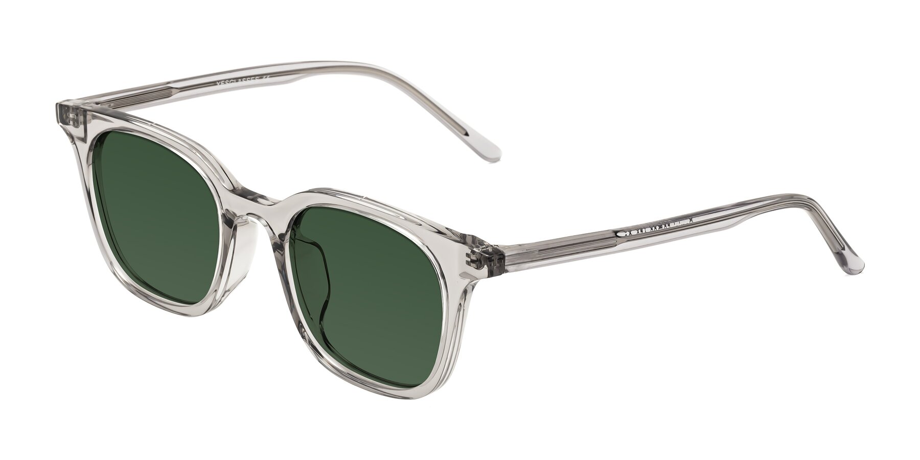 Angle of Gemini in Translucent Gray with Green Tinted Lenses