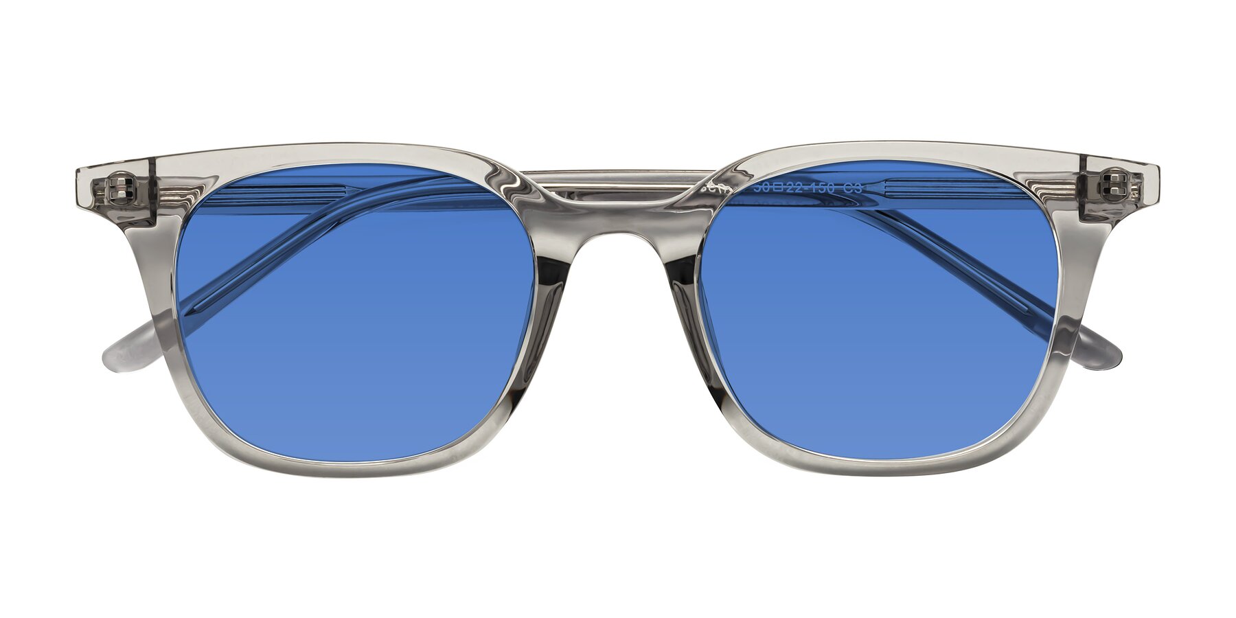 Folded Front of Gemini in Translucent Gray with Blue Tinted Lenses