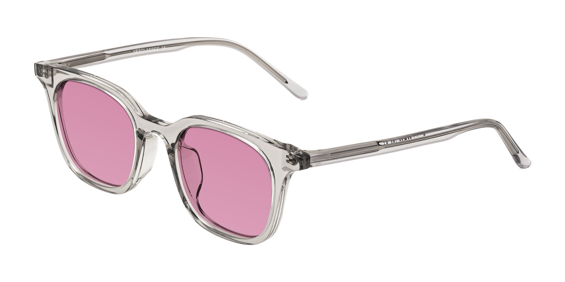 Angle of Gemini in Translucent Gray with Medium Wine Tinted Lenses