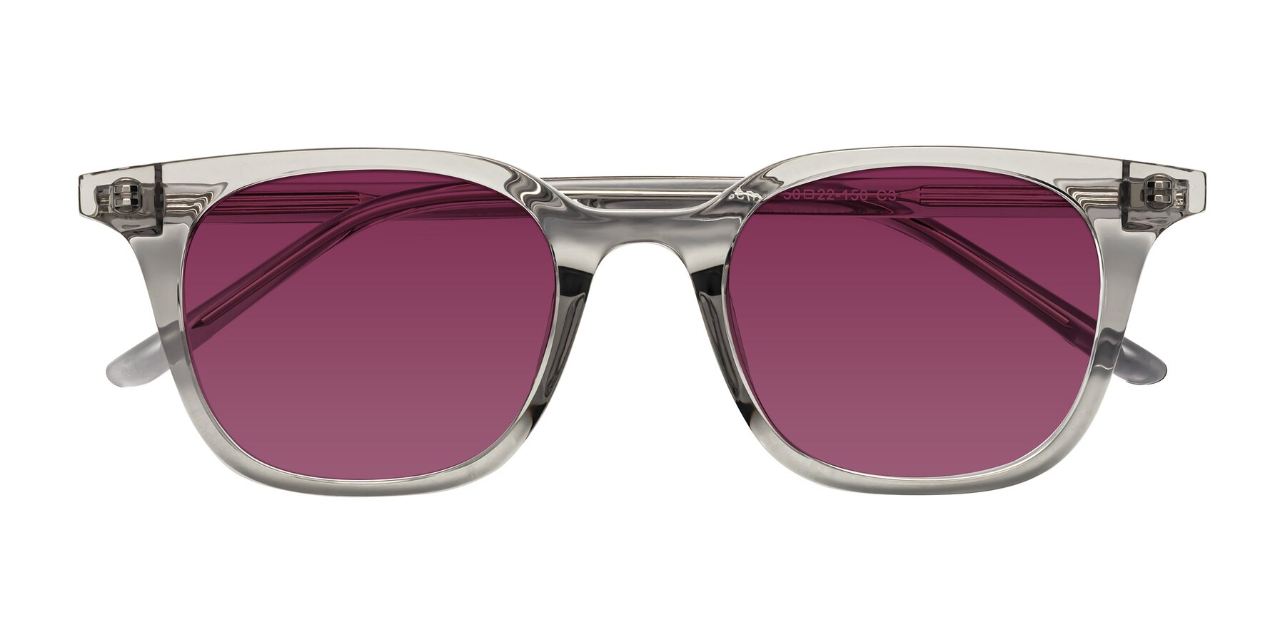 Folded Front of Gemini in Translucent Gray with Wine Tinted Lenses