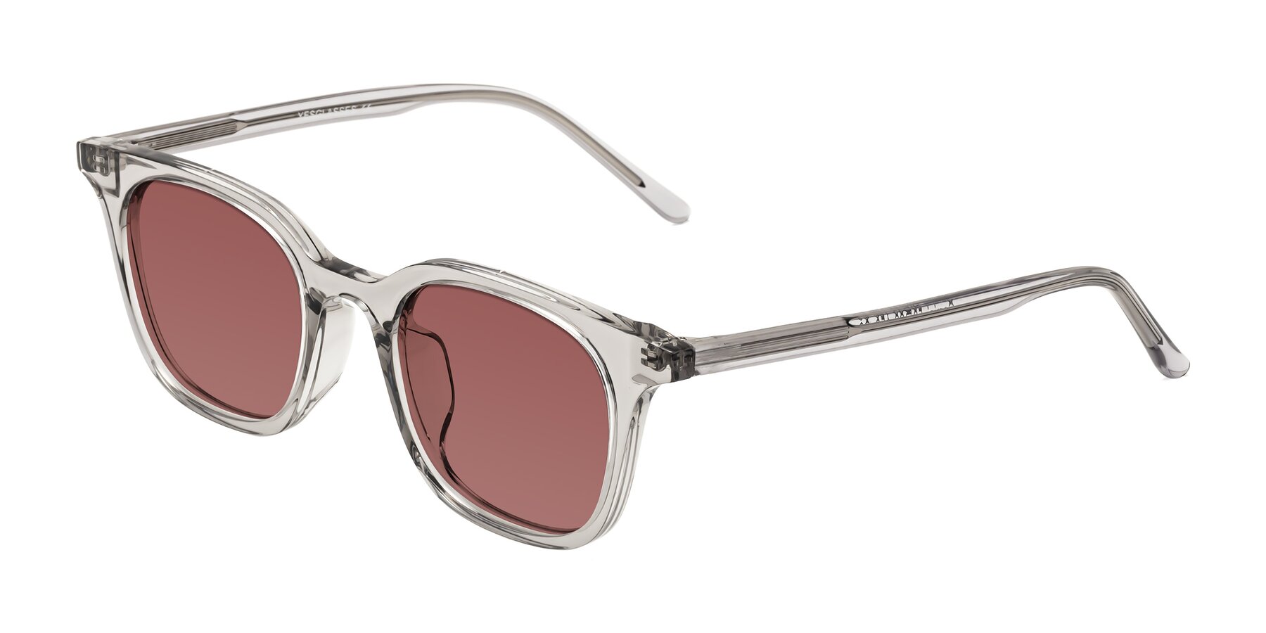 Angle of Gemini in Translucent Gray with Garnet Tinted Lenses