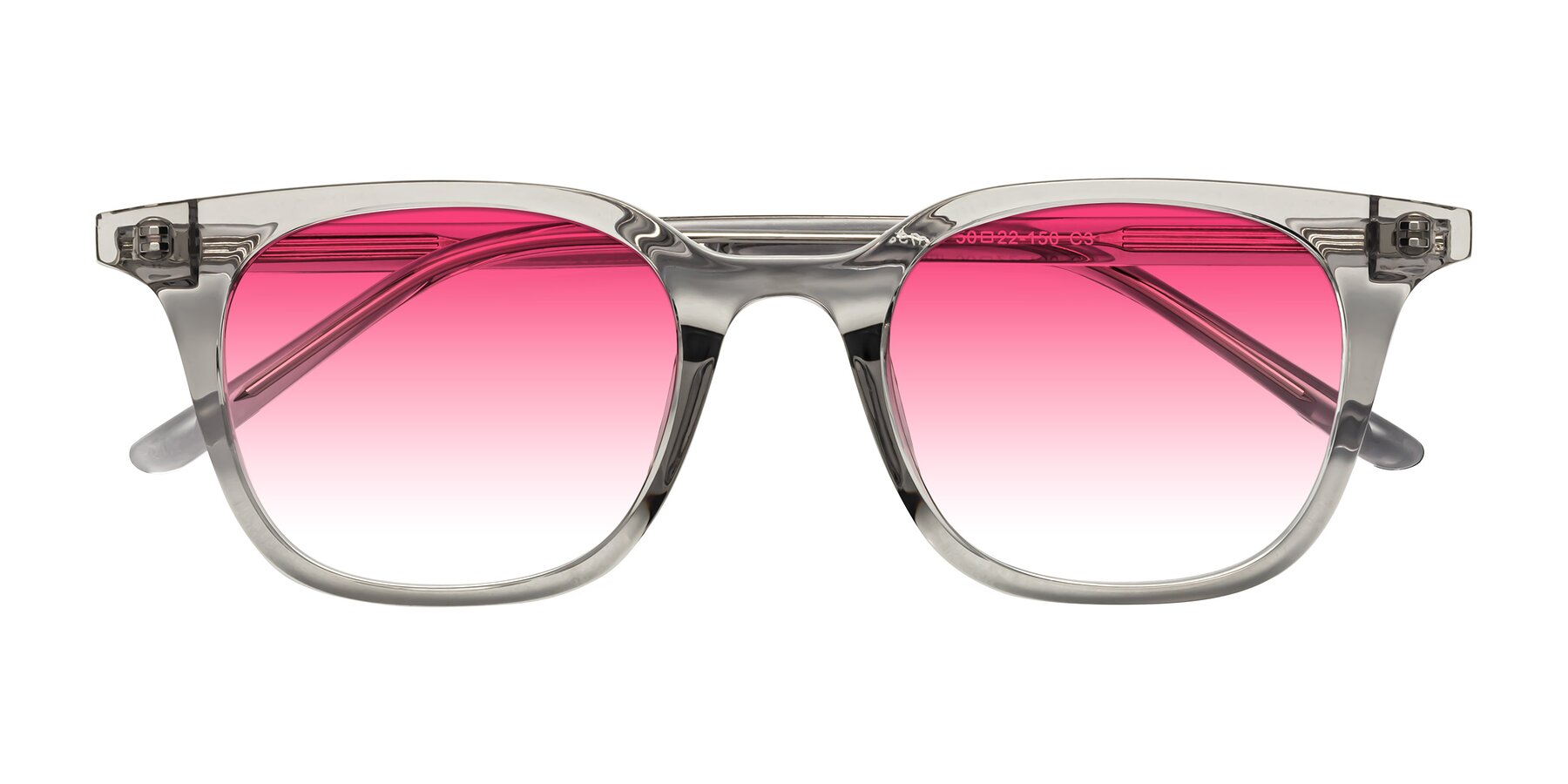 Folded Front of Gemini in Translucent Gray with Pink Gradient Lenses