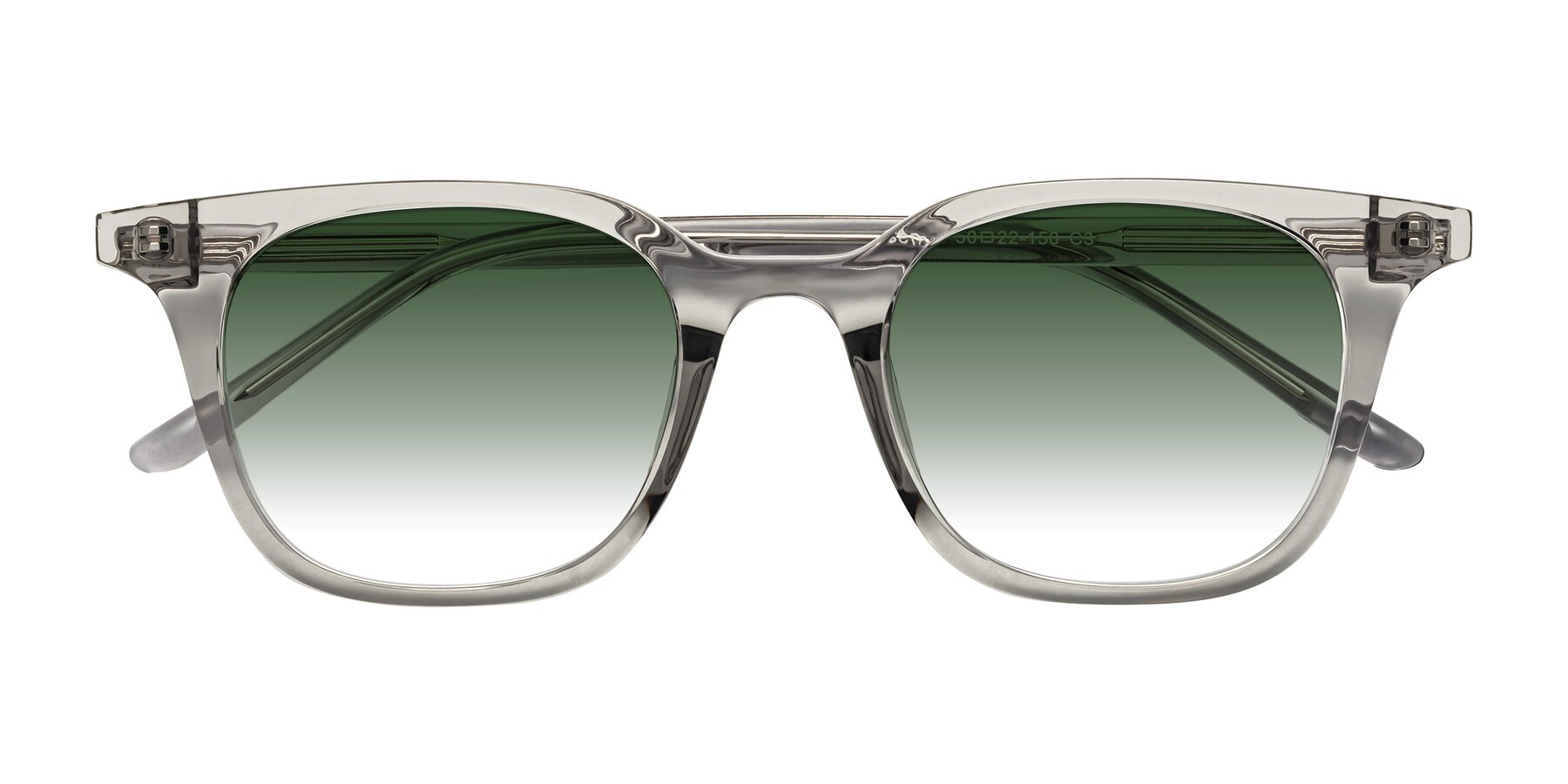 Folded Front of Gemini in Translucent Gray with Green Gradient Lenses